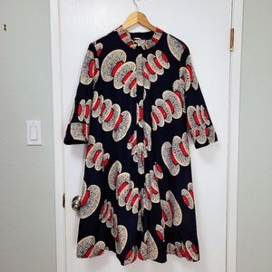 Zuri Button Down Unique Bold Pattern Sustainable Cotton Dress